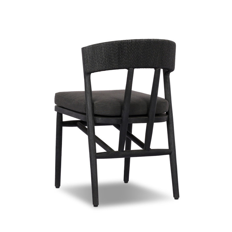 Buxton Outdoor Teak Dining Side Chair, Stained Black Teak