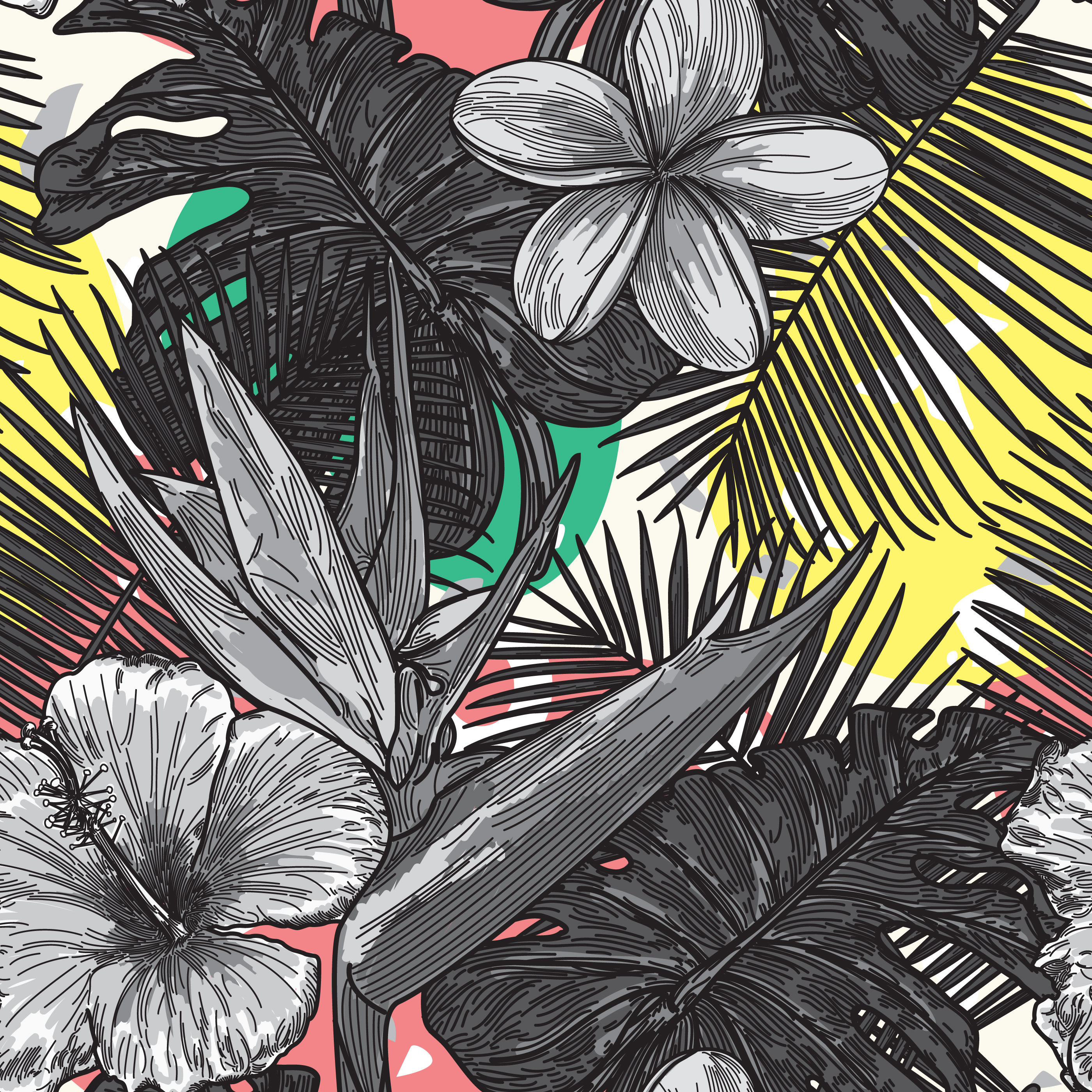 Sansibar Home Seamless Tropical Pattern - Wrapped Canvas Art Prints ...