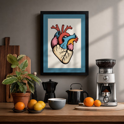 Anatomical Heart Diagram Modern - Framed Print