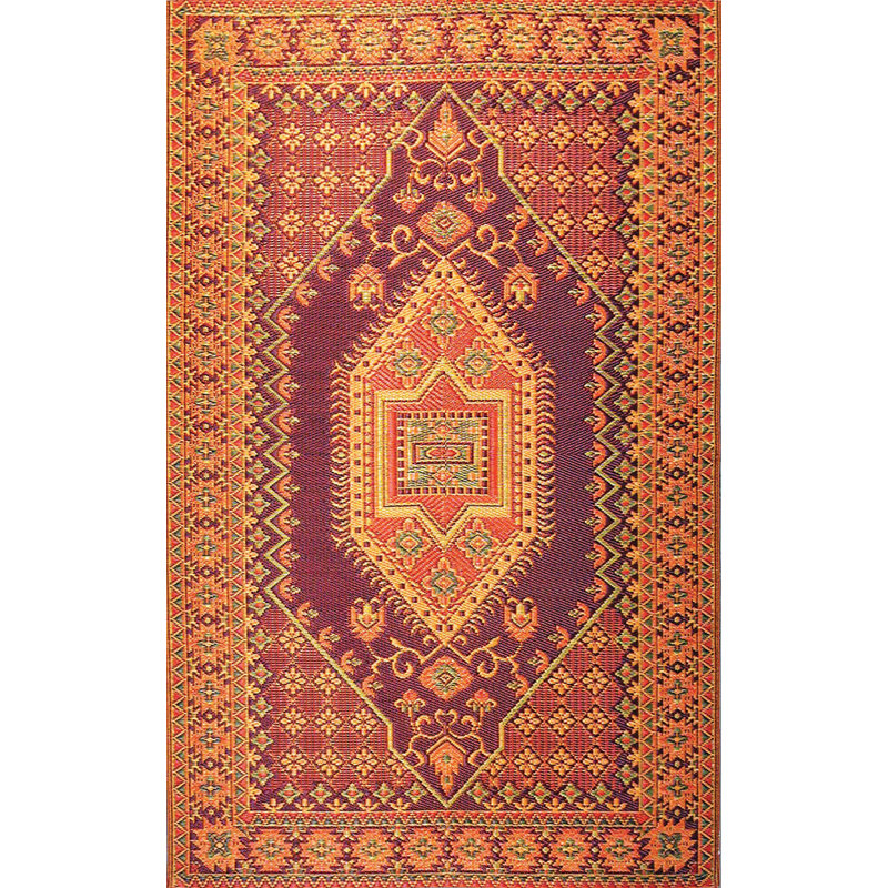Tapis oriental oriental en polypropylène réversible, résistant aux rayons UV, 100% recyclé, Rectangle 6 pi x 9 pi