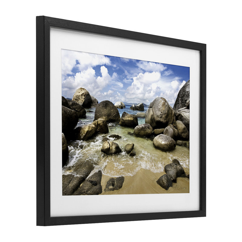 Reproduction sous verre encadrée The Baths Rocky Coastline, design par Seven Trees Design, H 13 po x l 16 po