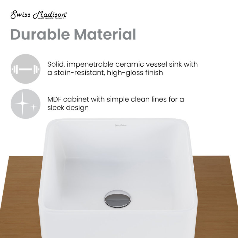 Meuble-lavabo mural 24 po Concorde en chêne naturel, Brun