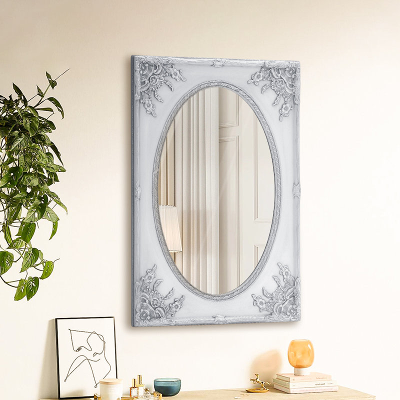 Glennville Solid Wood Arch Wall Mirror, White