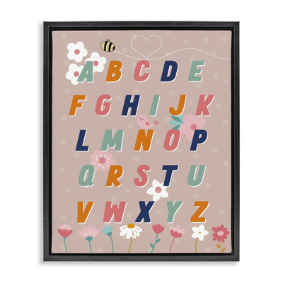 Alphabet with Florals Framed Floater Canvas Wall Art by Daniela Santiago