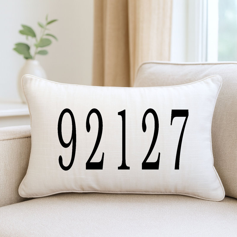 Coussin personnalisé avec code postal personnalisé, Ivoire blanc, Housse de coussin + Insert de coussin, Oui