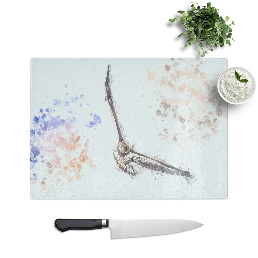 Glass Flying Golden Eagle in Abstract Chopping Board