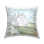 Coussin décoratif blanc avec paysage d'hortensias et paysage de grange blanc par Hollihocks Art