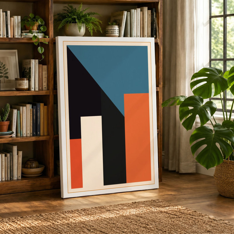 Modernist Geometry Geometric - Wrapped Canvas, 30x20 - 76.2 x 50.8 cm, Cream Border