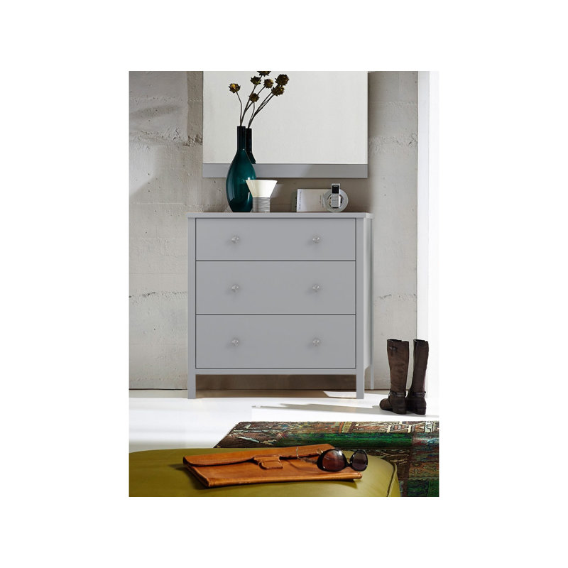 Sparland 81cm W 3 - Drawer Chest of Drawers, Grey