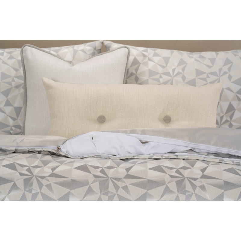 Diamond Point Geometric Duvet Cover & Insert Set, Gray, Queen Duvet Cover & Insert + 5 Additional Pieces