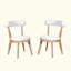 Ensemble de 2 chaises de salle à manger rembourrées modernes, bois d'hévéa, naturel et beige