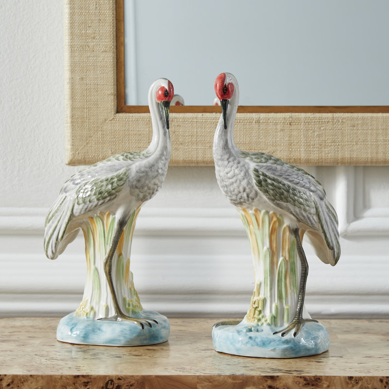 2 Piece Cranes Figurine Set