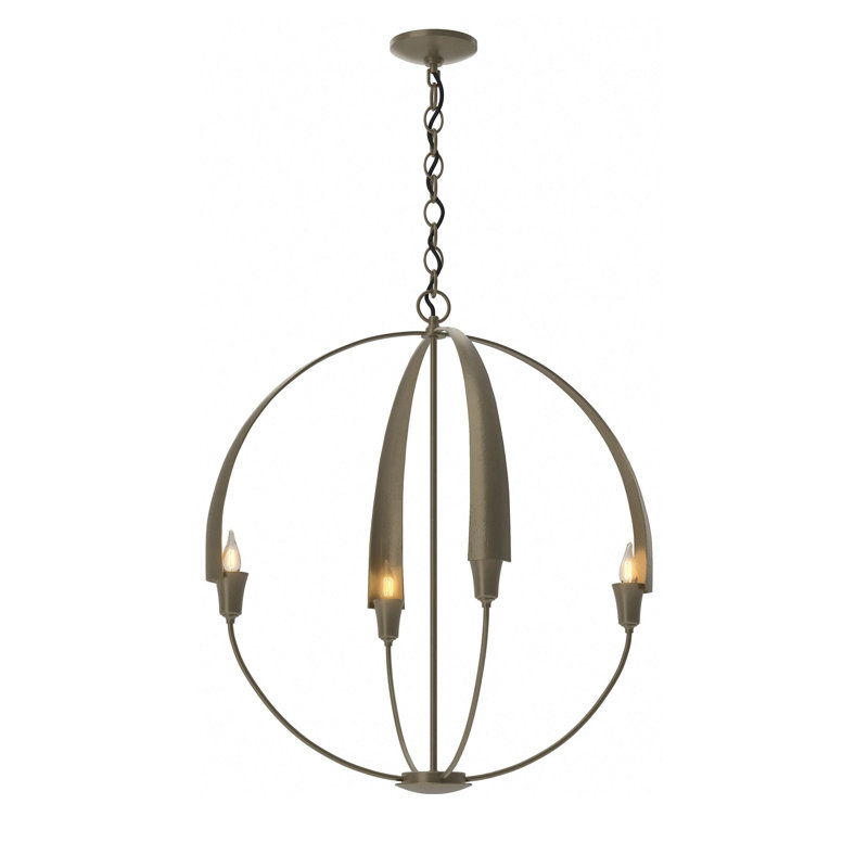Cirque 4 - Light Sphere Globe Chandelier, 28.2" H x 25.3" W x 25.3" D, Soft Gold