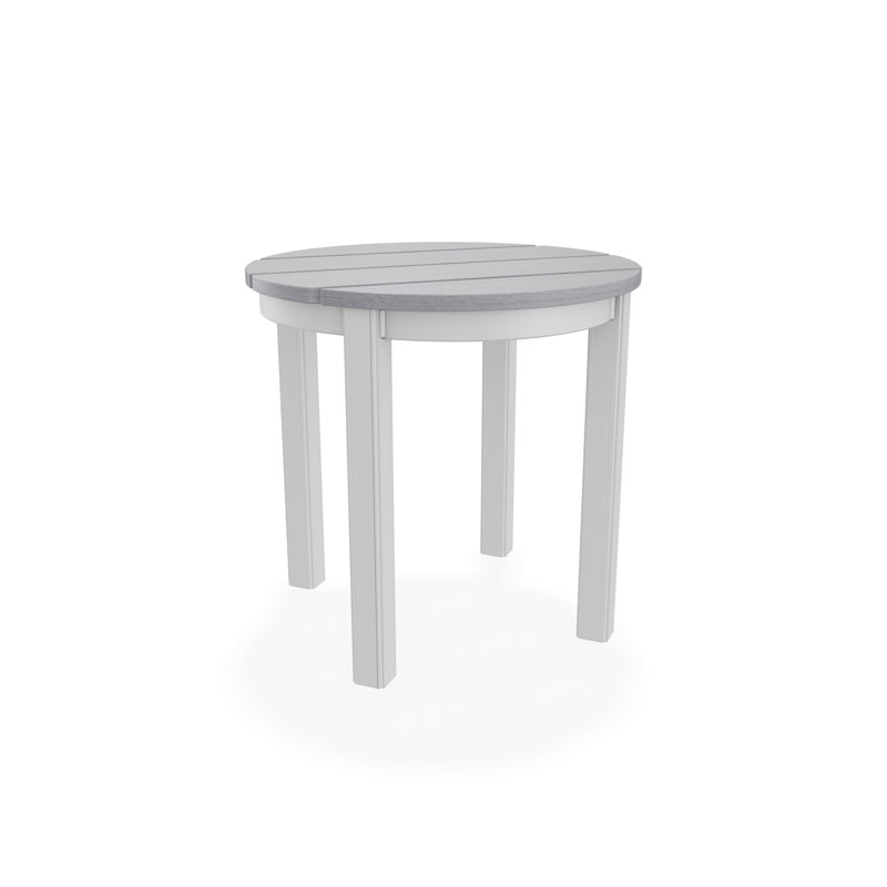 Outdoor Round Side Table, Gray/White