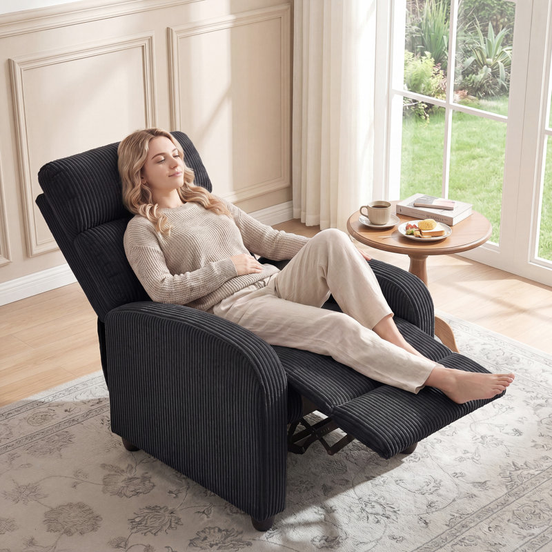 Fauteuil inclinable avec siège rembourré, siège de cinéma maison, noir, Black