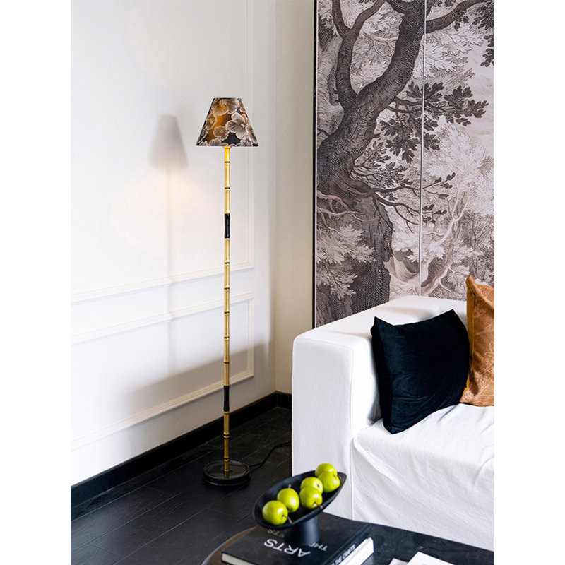 Lampe sur pied en lin et cuivre de style français rétro