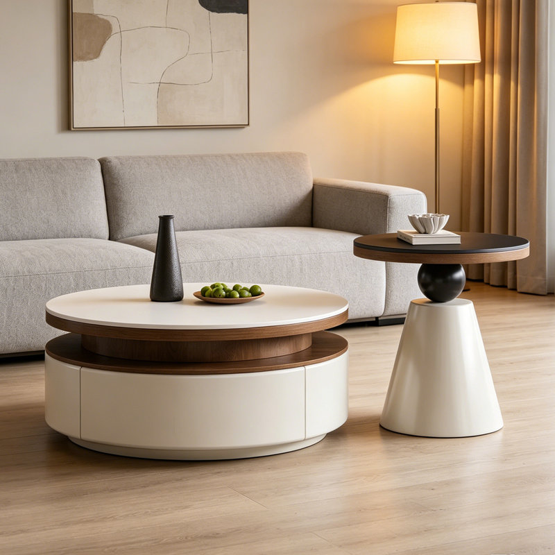 Table basse italienne en pierre, Black / White