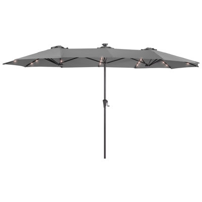 13x7.2Ft LED Light Patio Table Double-Sided Umbrellas with UV-Resistant Canopy and Crank for Garden