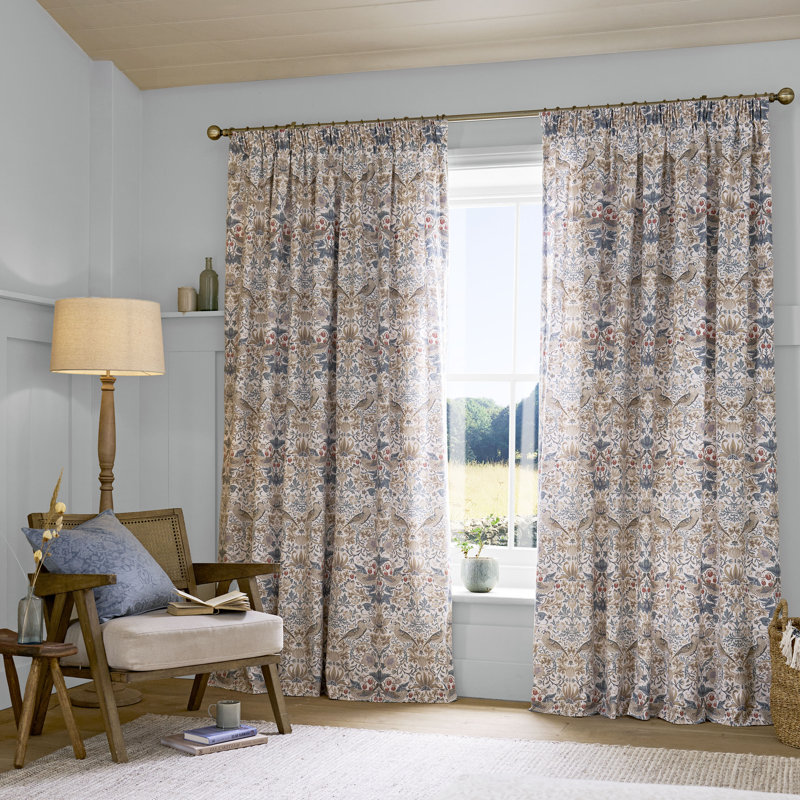 Cotton Blend Curtain Panel Pair, 168cm W x 229cm L