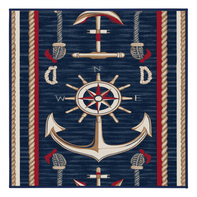 Washable Modern Maritime Nautical Area Rug