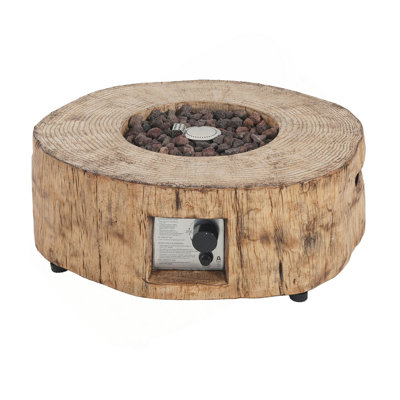 Patio MGO Propane Fire Pit, 30,000 BTU Gas Burner with Wood Pattern Brown Finish for Backyard and Garden