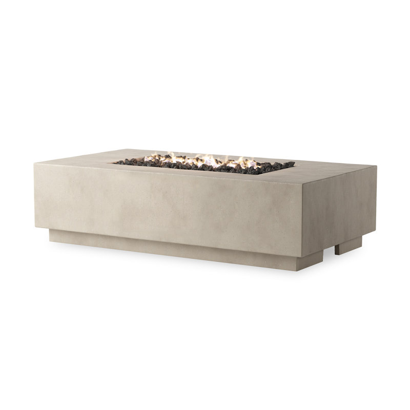 Kenton Outdoor 60" Concrete Fire Pit Table, Natural Concrete, Natural Gas