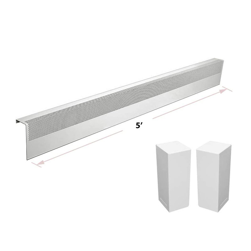 White Galvanized Steel 5 ft Slip-On Baseboard Heater Cover Set