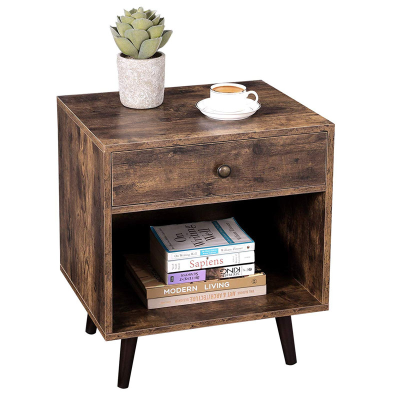 Monterey 50cm W Manufactured Wood Bedside Table, Rustic Brown