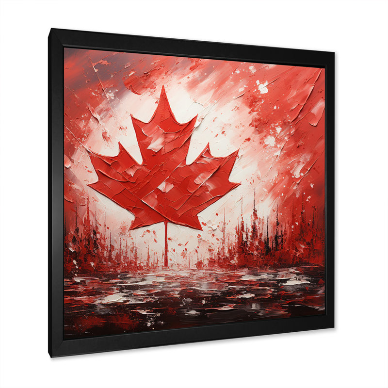 Drapeau Berley drapeau canadien I - impression, Cadre simple noir, H 16 po x l 16 po x P 1 po