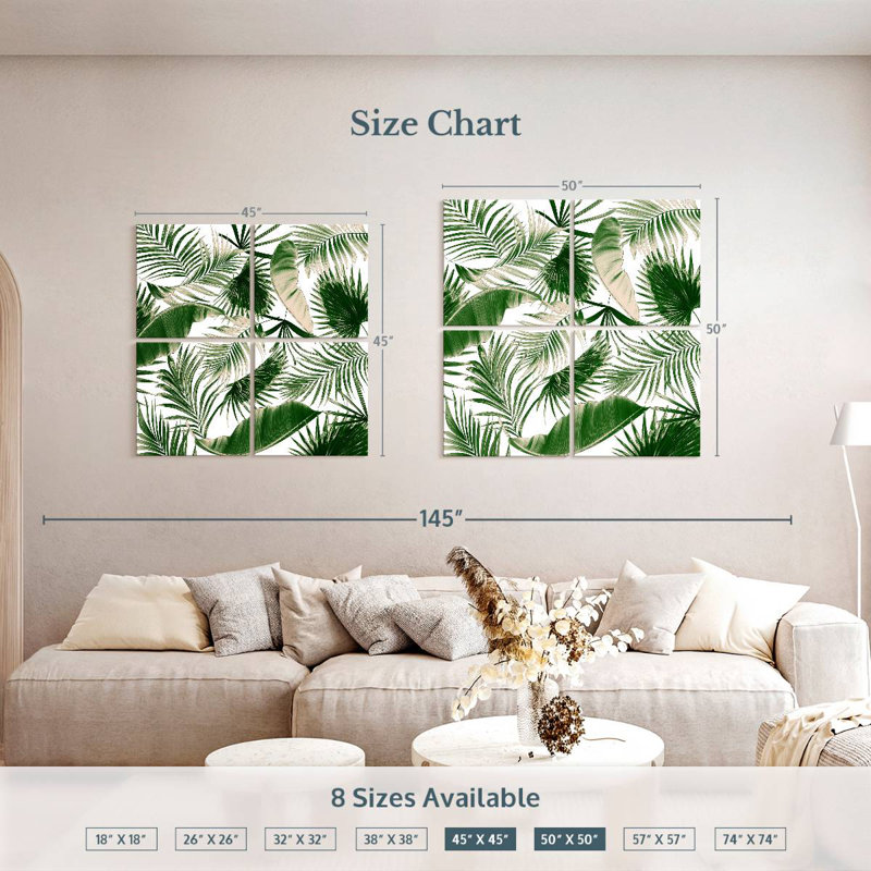 Assorted Tropical Leaves, 50" H x 50" W