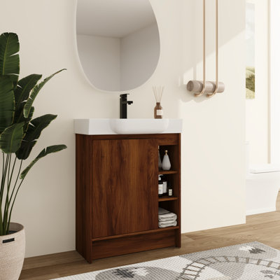 28'' Freestanding Single Bathroom Vanity With Ceramic Vanity Top, 28''Single Bathroom Vanity Set With Ceramic sink