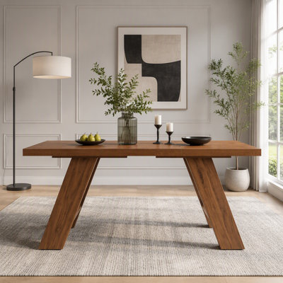 Rectangular Dining Table with Outward-Sloping V-Shaped Legs
