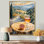 Gillyard pamplemousse avec verre de vin dans un vignoble - art mural Vineyard