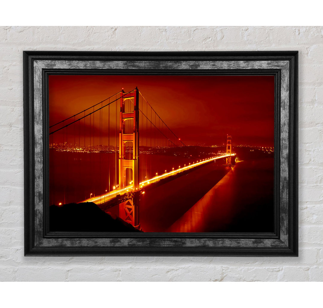 San Francisco Golden Gate Bridge Rotes Glühen - Einzelner Bilderrahmen Kunstdrucke