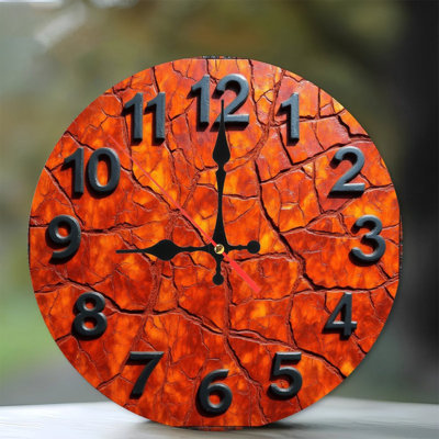 Horloge murale orange craquelée