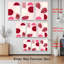 Feuilles tropicales et formes géométriques abstraites, art moderne sur toile rose et rouge (ensemble de 3)-513066653
