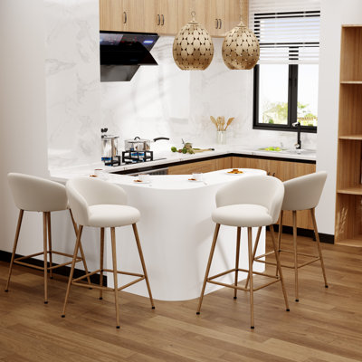 Upholstered Counter Stool With Metal Frame