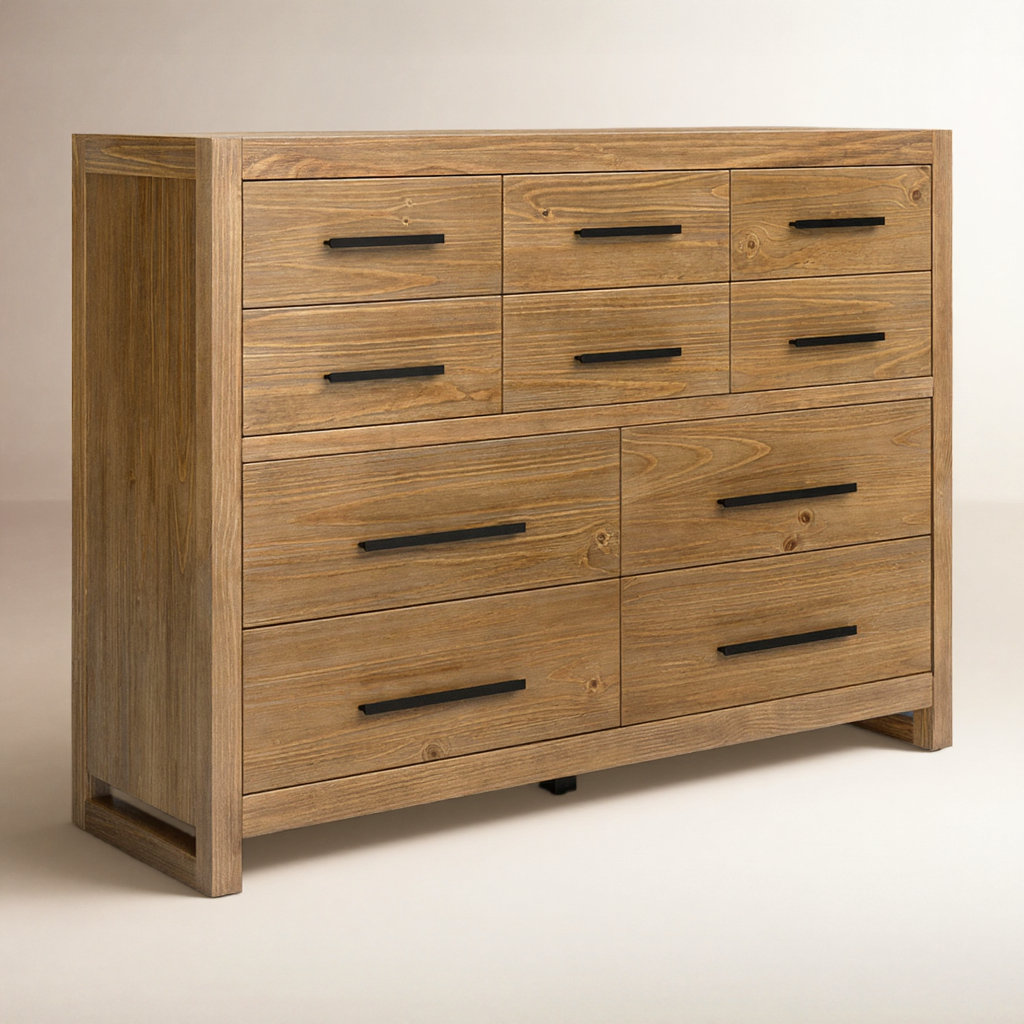 Modica 60" Pine Dresser, Honey Brown