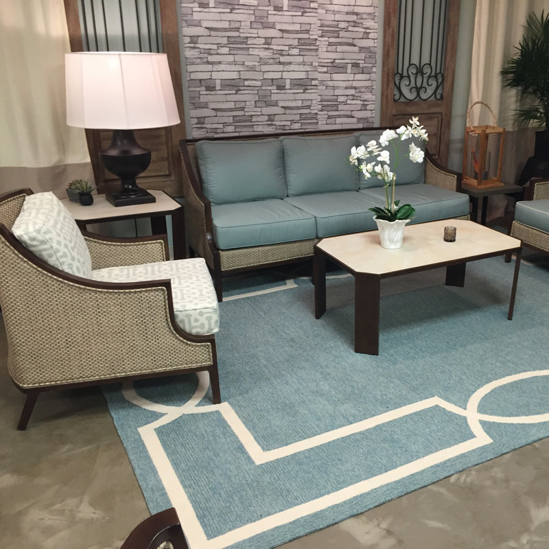 Tapis intérieur / extérieur à motif géométrique Kyel, Rectangle 6 pi 6 po x 9 pi 6 po
