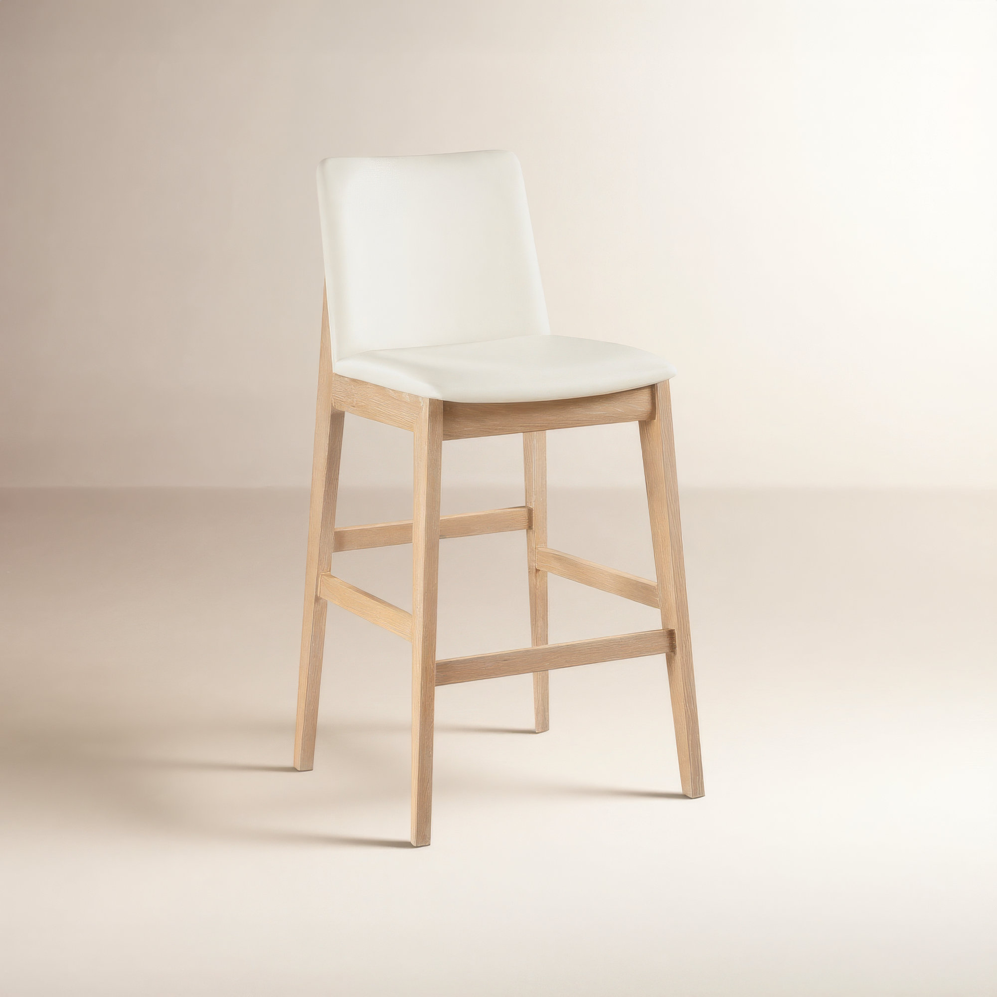 Anrey Counter Stool White PVC, Bar Stool (30” Seat Height), Oak