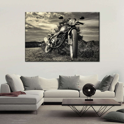 Motocyclette d'extérieur rétro sur toile