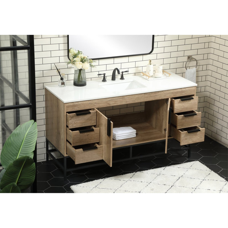 Ensemble de meuble-lavabo simple 60 po Eugene, Chêne naturel