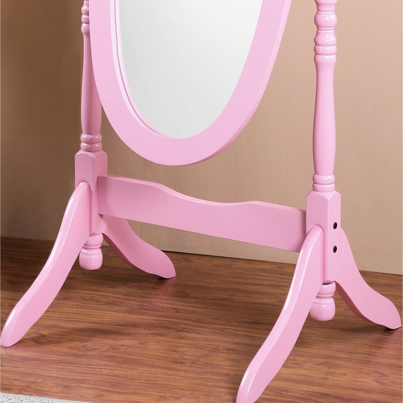Miroir traditionnel rose avec cadre en bois