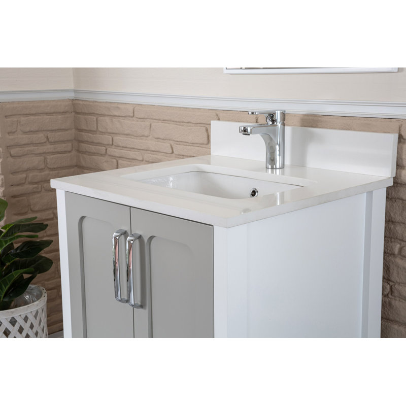 Ensemble de meuble-lavabo simple 23,6 "avec miroir Kyarra, Gris / blanc