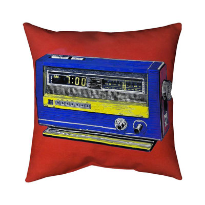 Retro radio alarm - 20"x20" Throw pillow cover - Poly twill - Print on demand