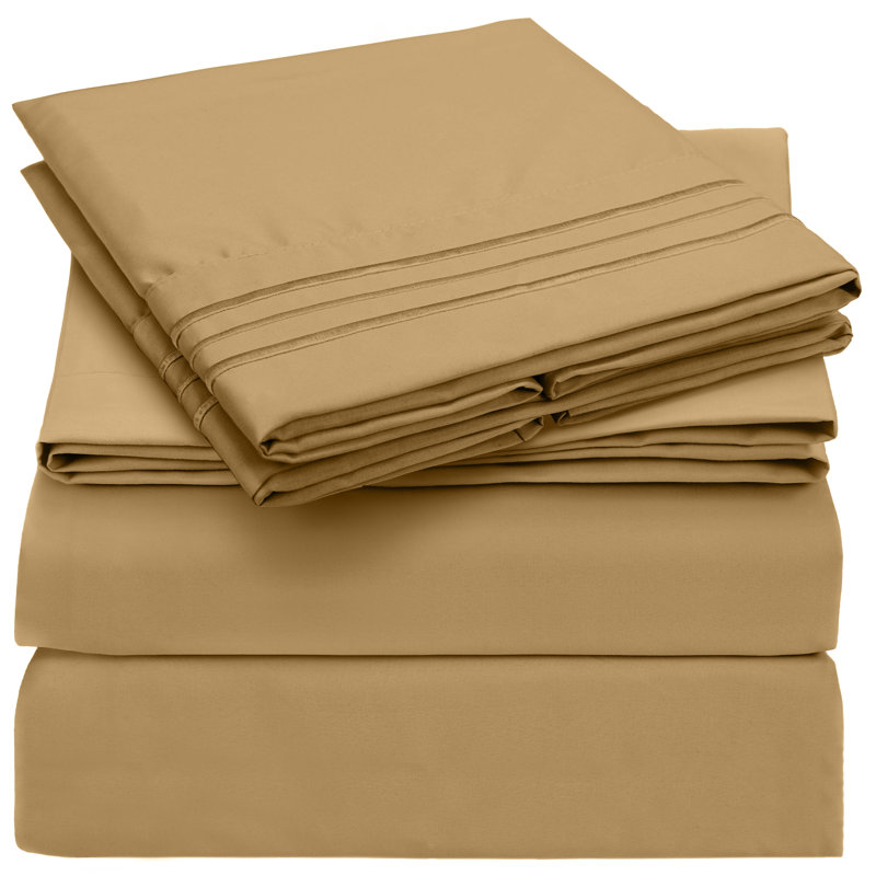 Mellanni 1800 Bed Sheets Queen Gold, Queen Sheet Set, Gold