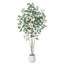 Faux ficus Agostino avec pot de fleurs rond blanc-1639527801