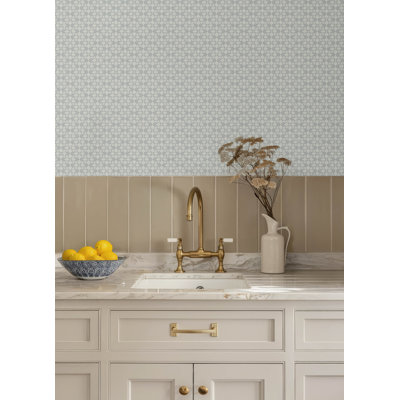 Phlox Khaki Floral Stamp Wallpaper