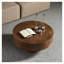 Table basse de 31,49 po en noyer moderne avec placage de bois de ronce - Petite table basse ronde de salon avec piédestal robuste pour bureau d'appartement