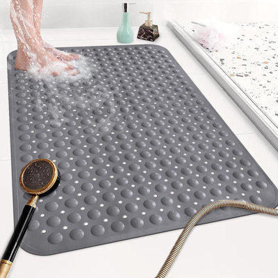 Extra Large Thick TPE Non Slip Shower Mat with Suction Cups, 35.4"x23.6" Foot Massage Bath Mat for Walk-in Shower, Spa & Commercial Use
